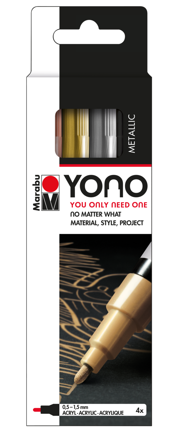 Marker akrilni Marabu Yono set Metal, 4/1