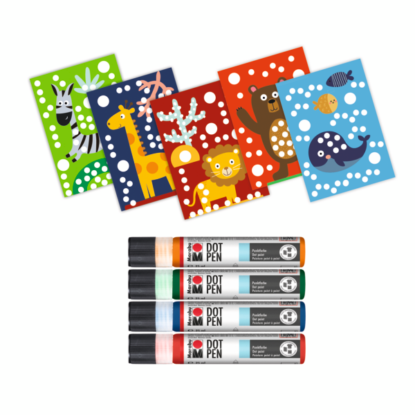 Marabu KiDS Dot Pen, seti, 4 x 25 ml