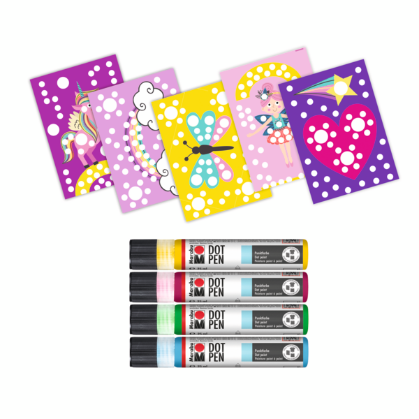 Marabu KiDS Dot Pen, seti, 4 x 25 ml