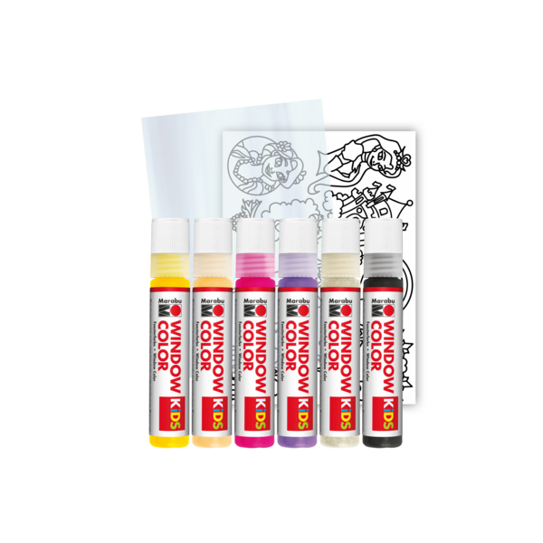 Barva za steklo Marabu KIDS Set Princess , 6 x 25 ml
