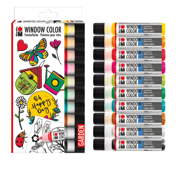 Barva za steklo Marabu set Garden, 10 x 25 ml