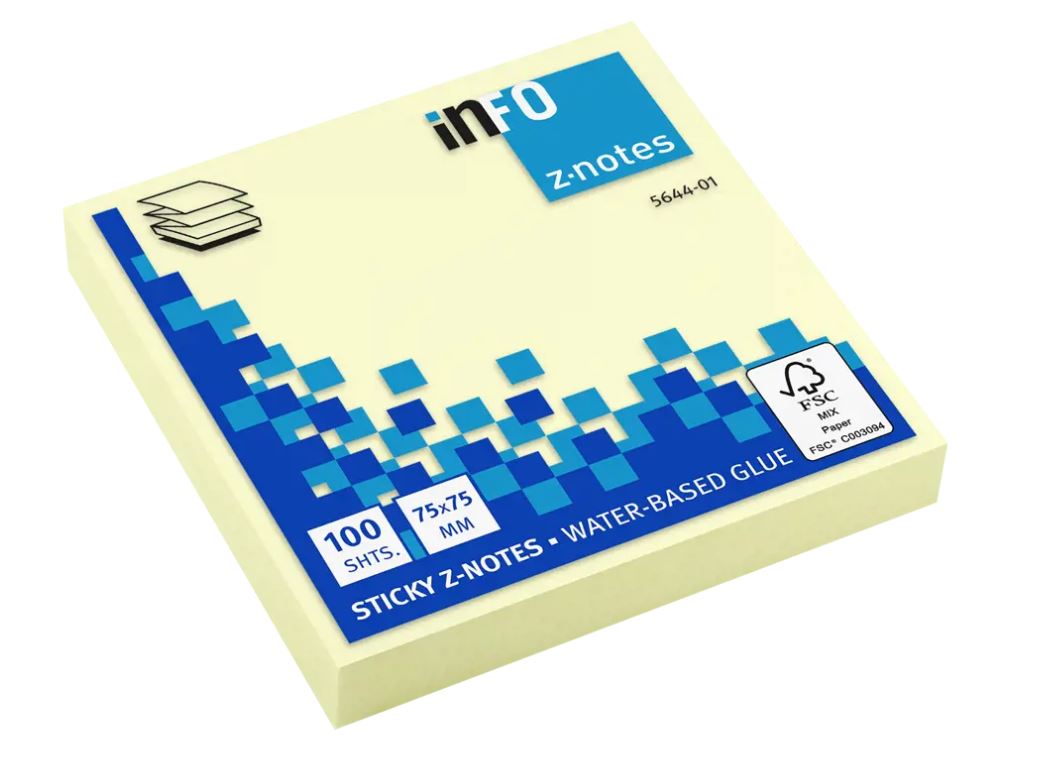 Blok samolepilni Info, "Z", 75 x 75 mm, 100 listni, rumen