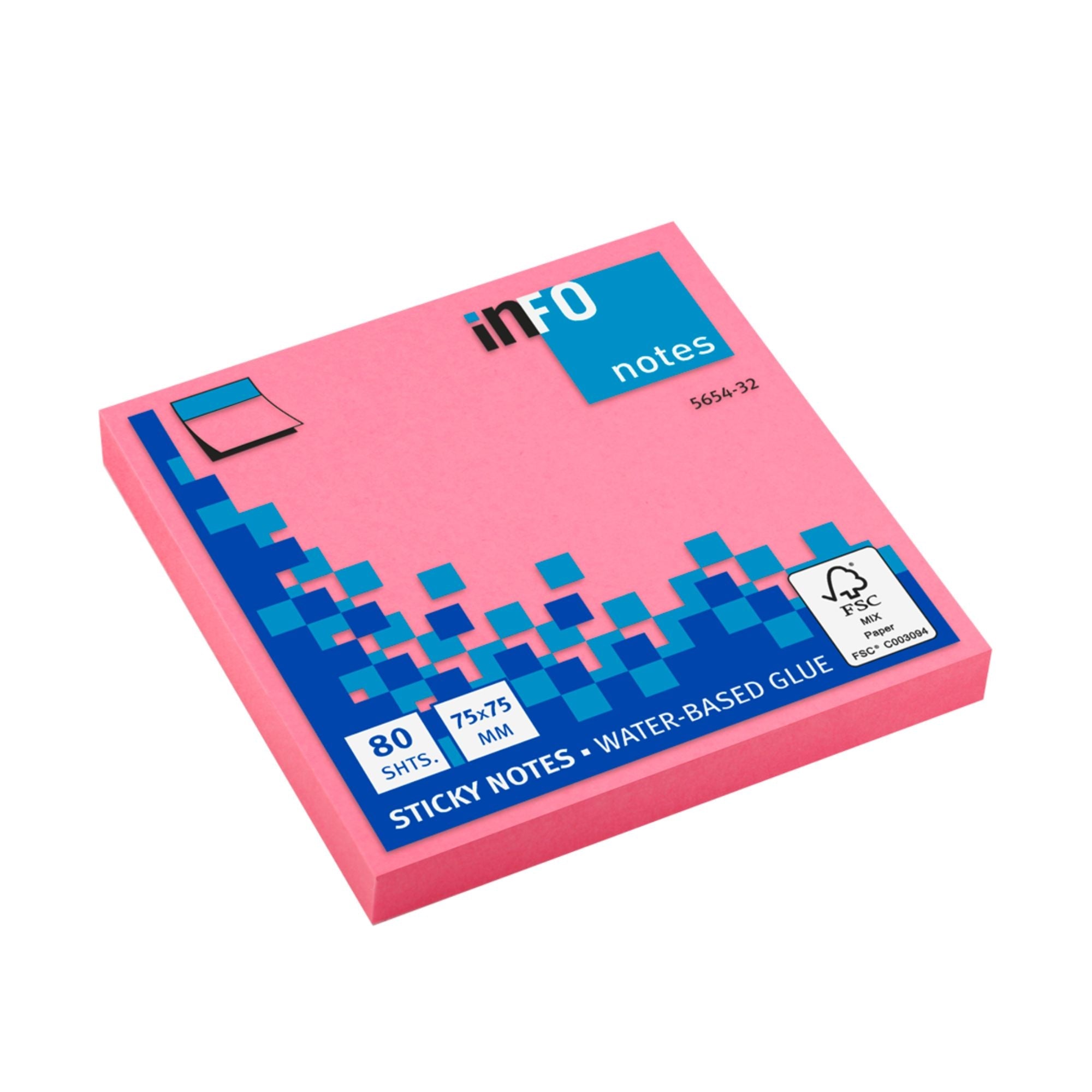 Blok samolepilni Info, 75 x 75 mm, 80 listni