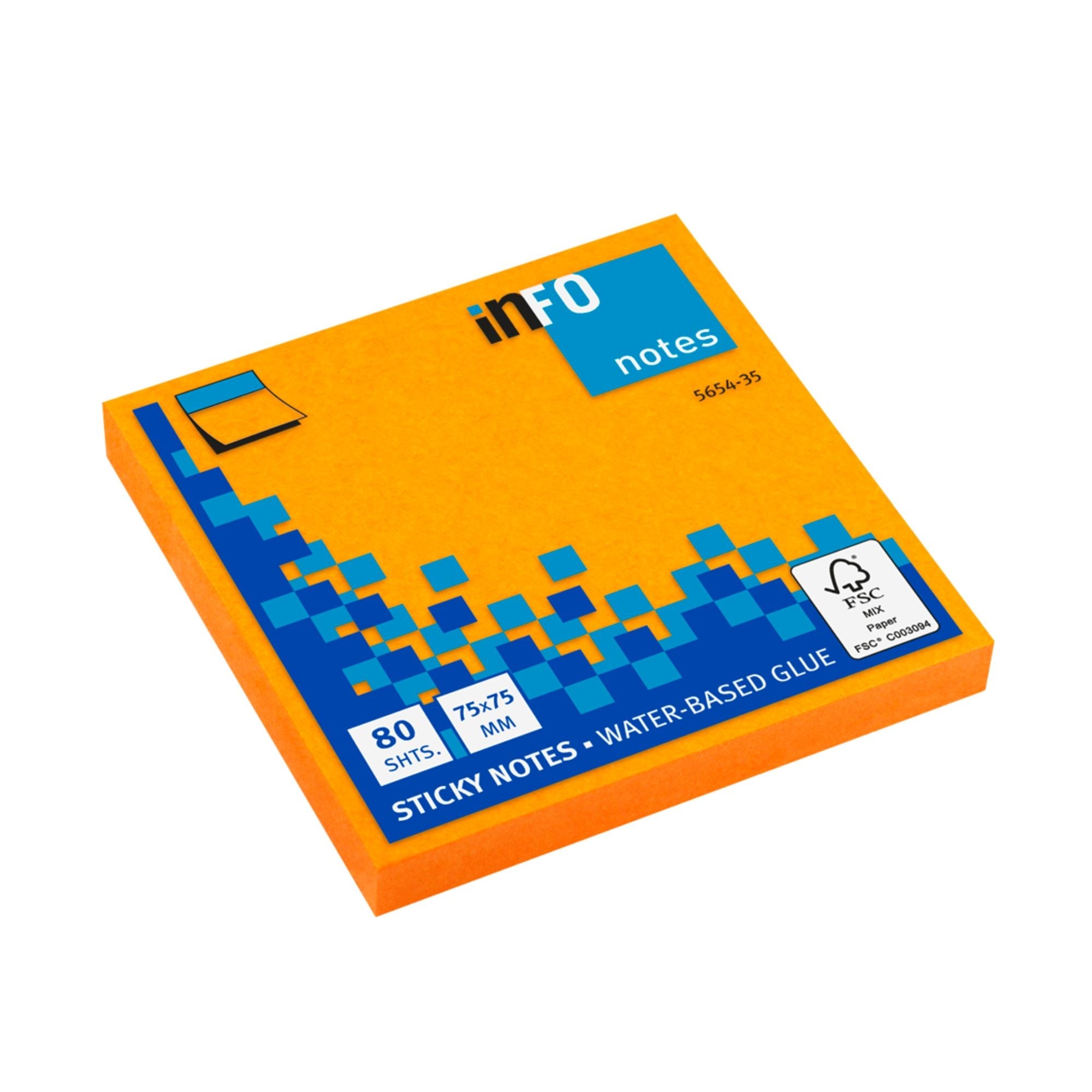 Blok samolepilni Info, 75 x 75 mm, 80 listni