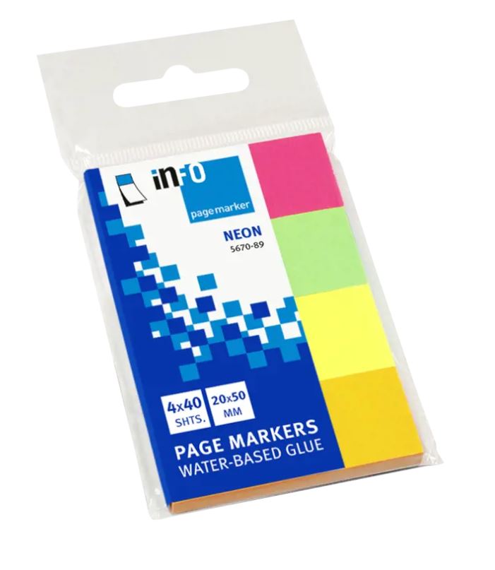Označevalci samolepilni Info 5670-89, 20x50 mm, 4x50 listni