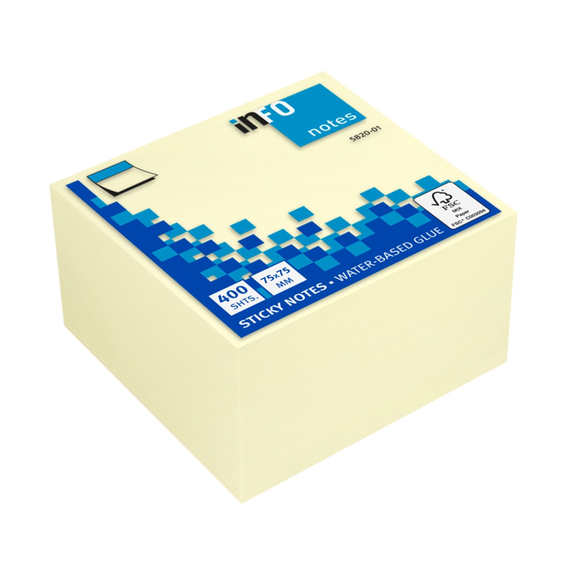 Kocka samolepilna Info, 75x75 mm, 400 listna