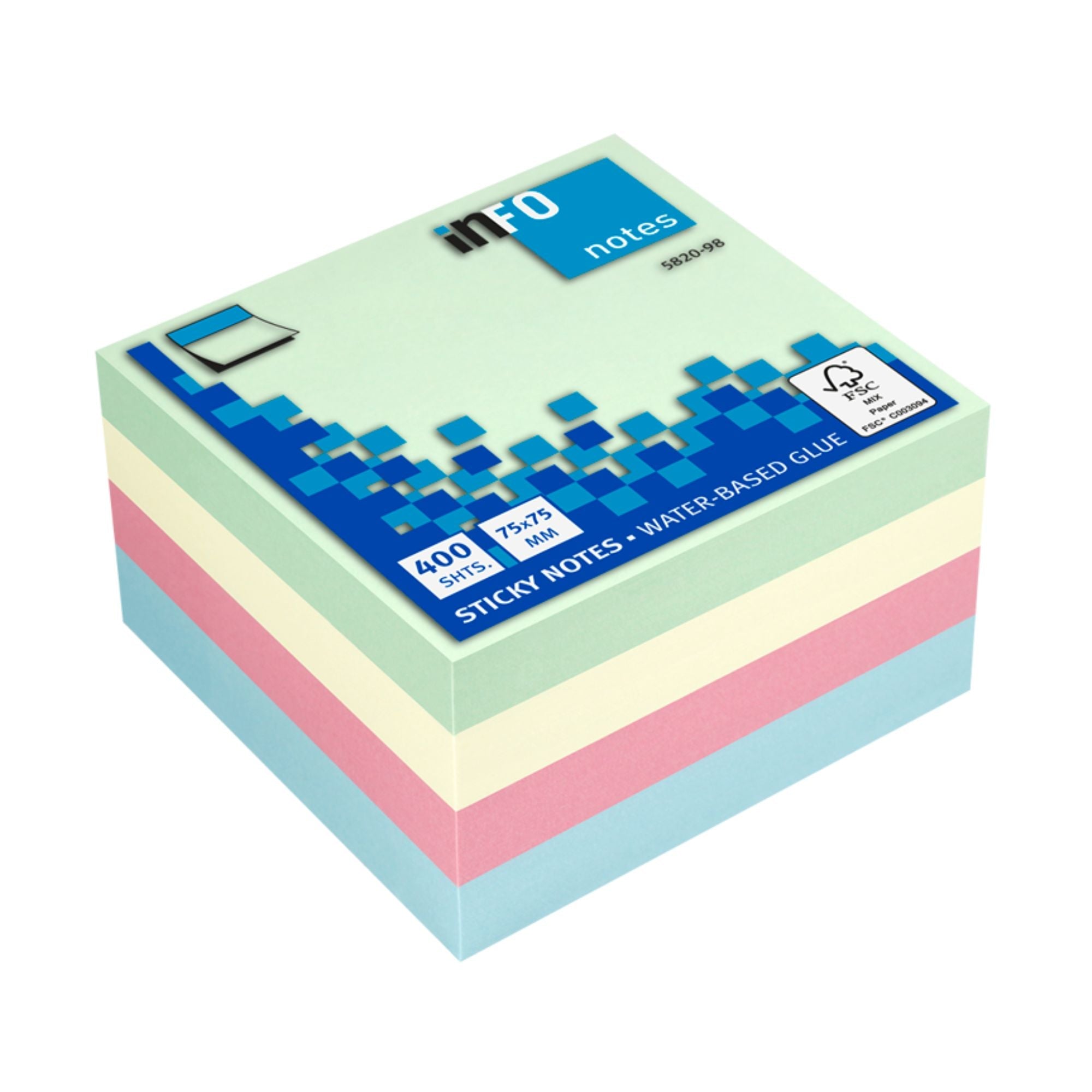 Kocka samolepilna Info, 75x75 mm, 400 listna