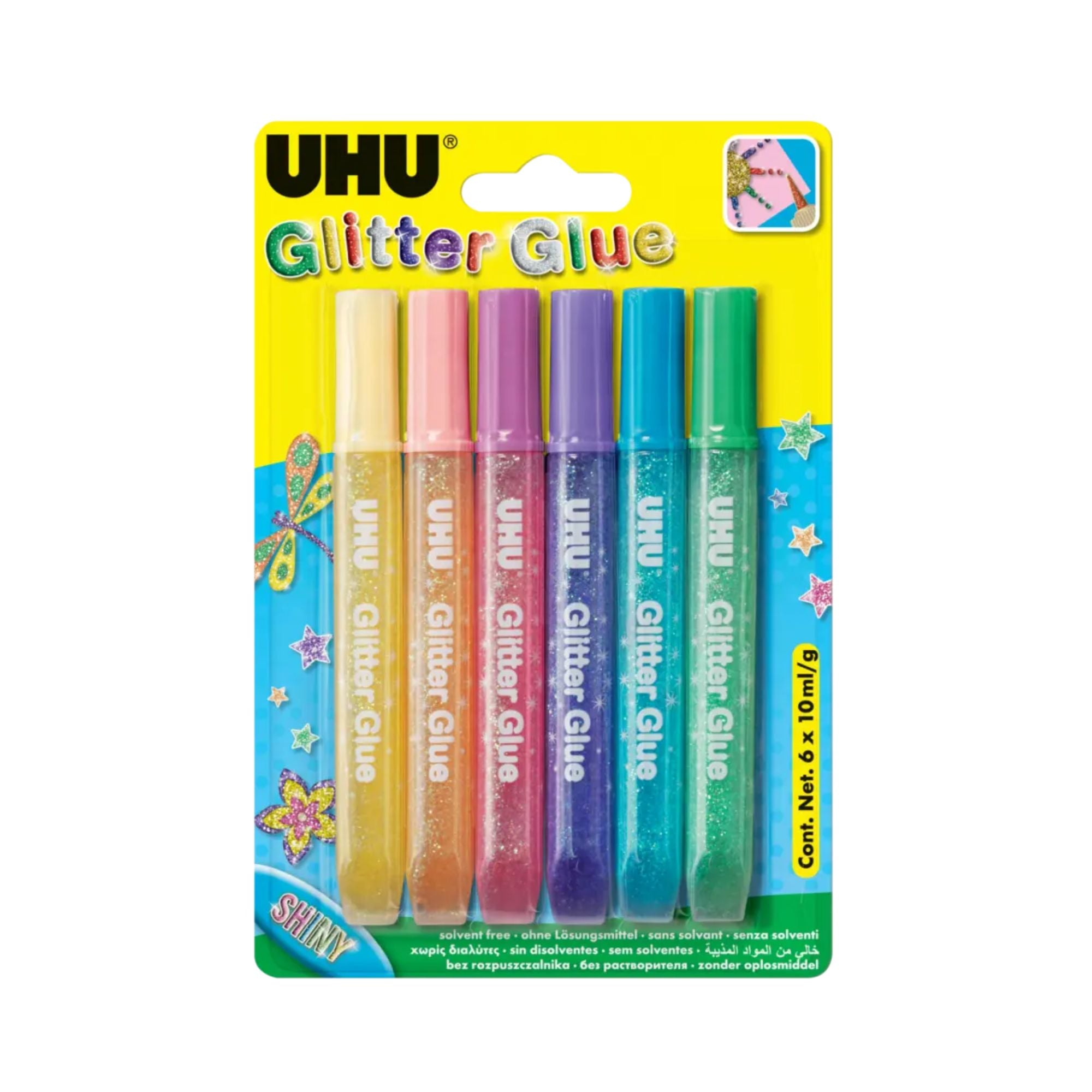 Lepilo z bleščicami Uhu Glitter Glue, 6 x 10 ml