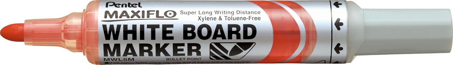 Marker za belo tablo Pentel Maxiflo, set 4/1 + magnetno držalo z gobico
