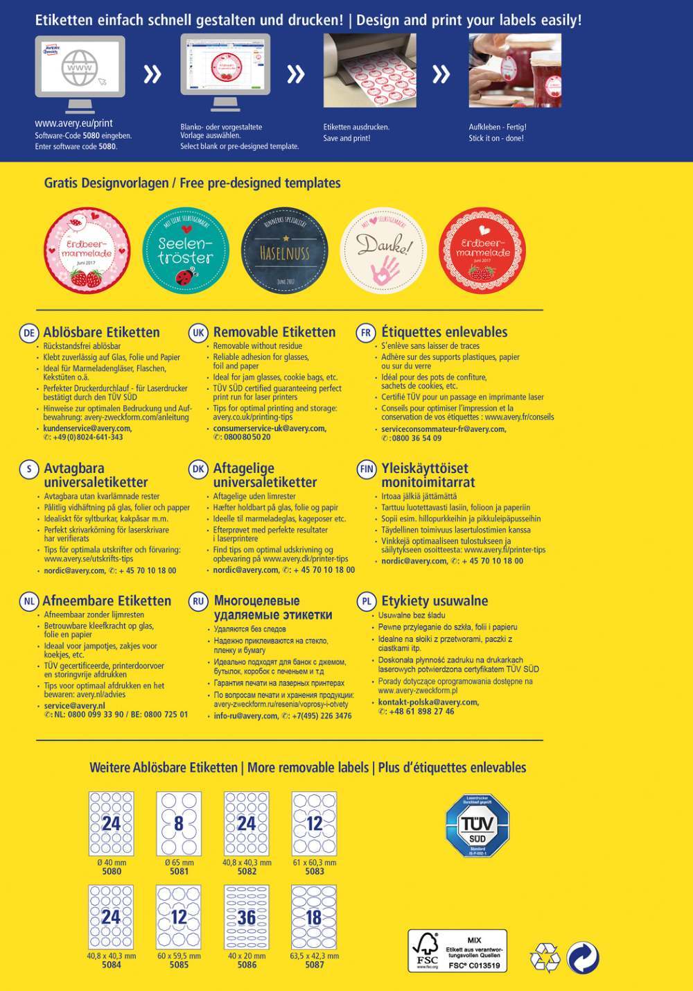 Etikete papirne bele odstranljive okrogle Avery Zweckform