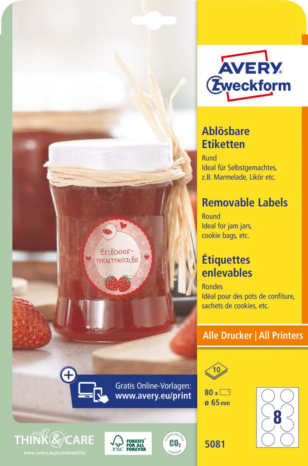 Etikete papirne bele odstranljive okrogle Avery Zweckform