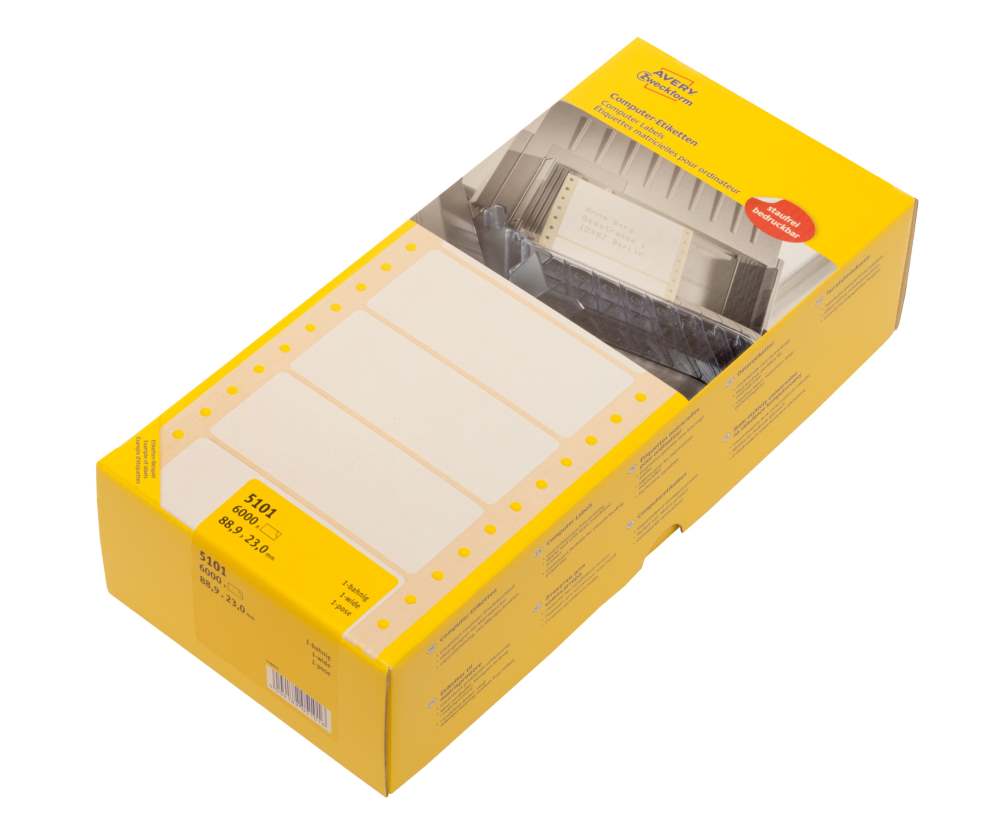 Etikete papirne bele na neskončnem traku Avery Zweckform 5101, 88,9 x 23 mm