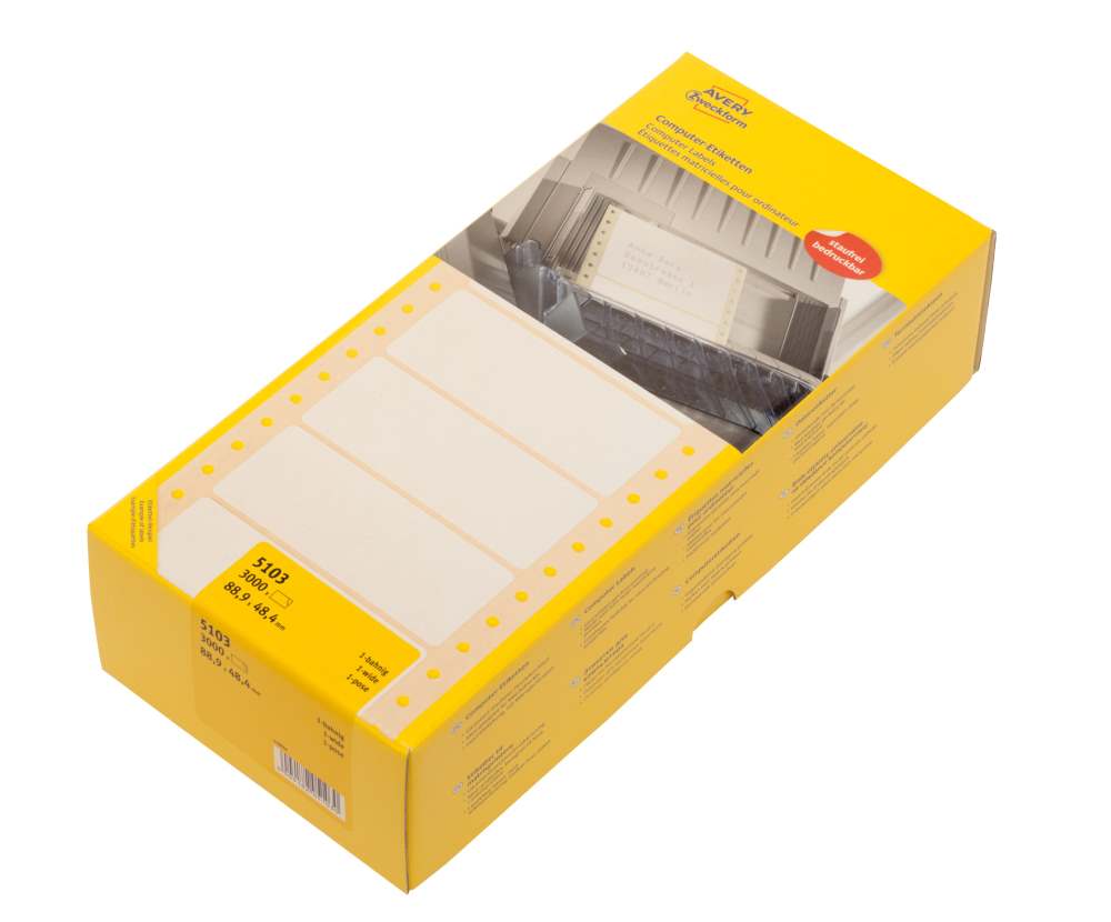 Etikete papirne bele na neskončnem traku Avery Zweckform 5103, 88,9 x 48,4 mm