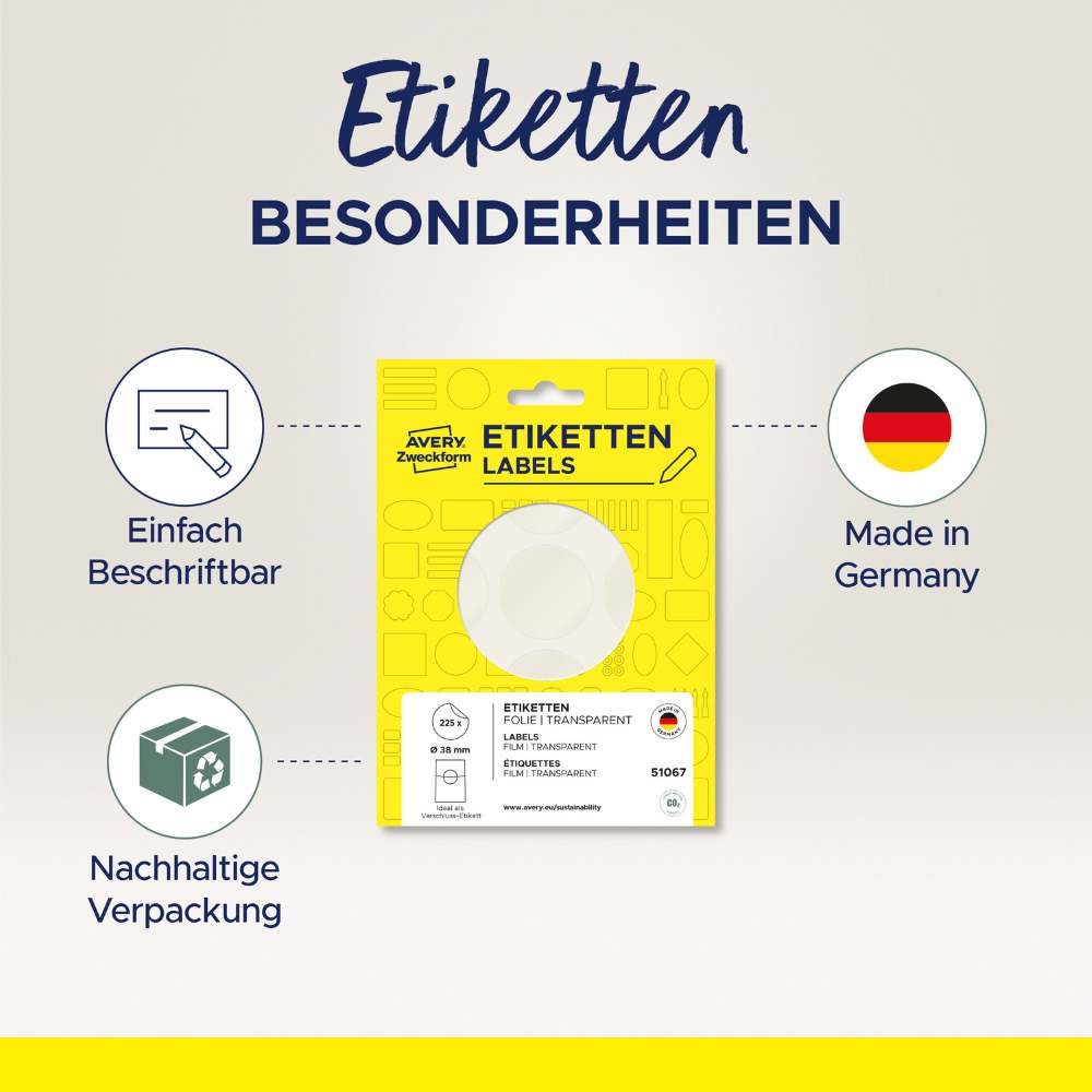 Etikete transparentne okrogle za pečatenje Avery Zweckform 51067, fi 38 mm