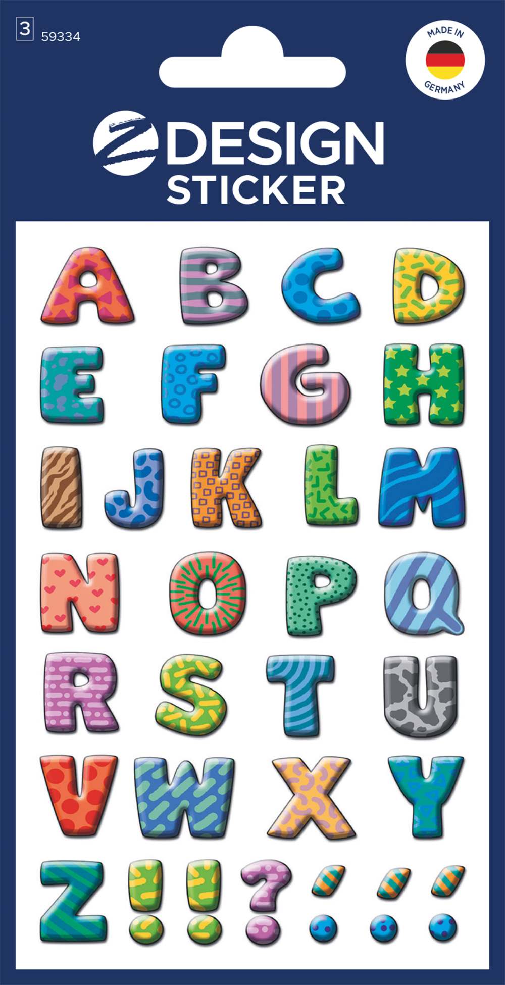 Etikete papirne barvne črke Avery Zweckform 59334