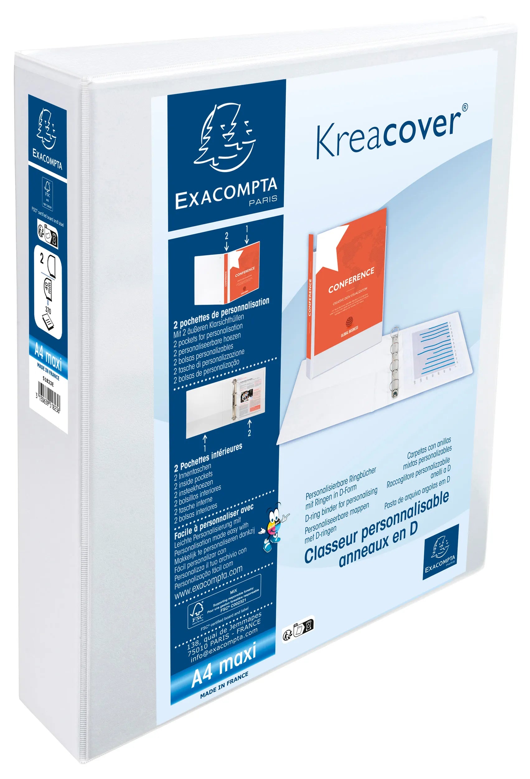 Mapa kataloška s 3 žepi PP A4 2P Kreacover, bela