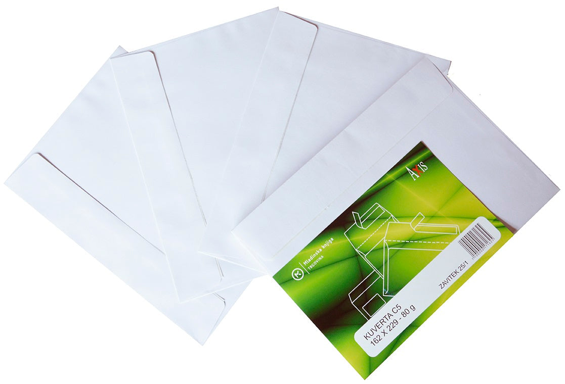 Kuverta Axis C5 BD SI 162x229 mm, 80 g, 310300, bela, zavitek