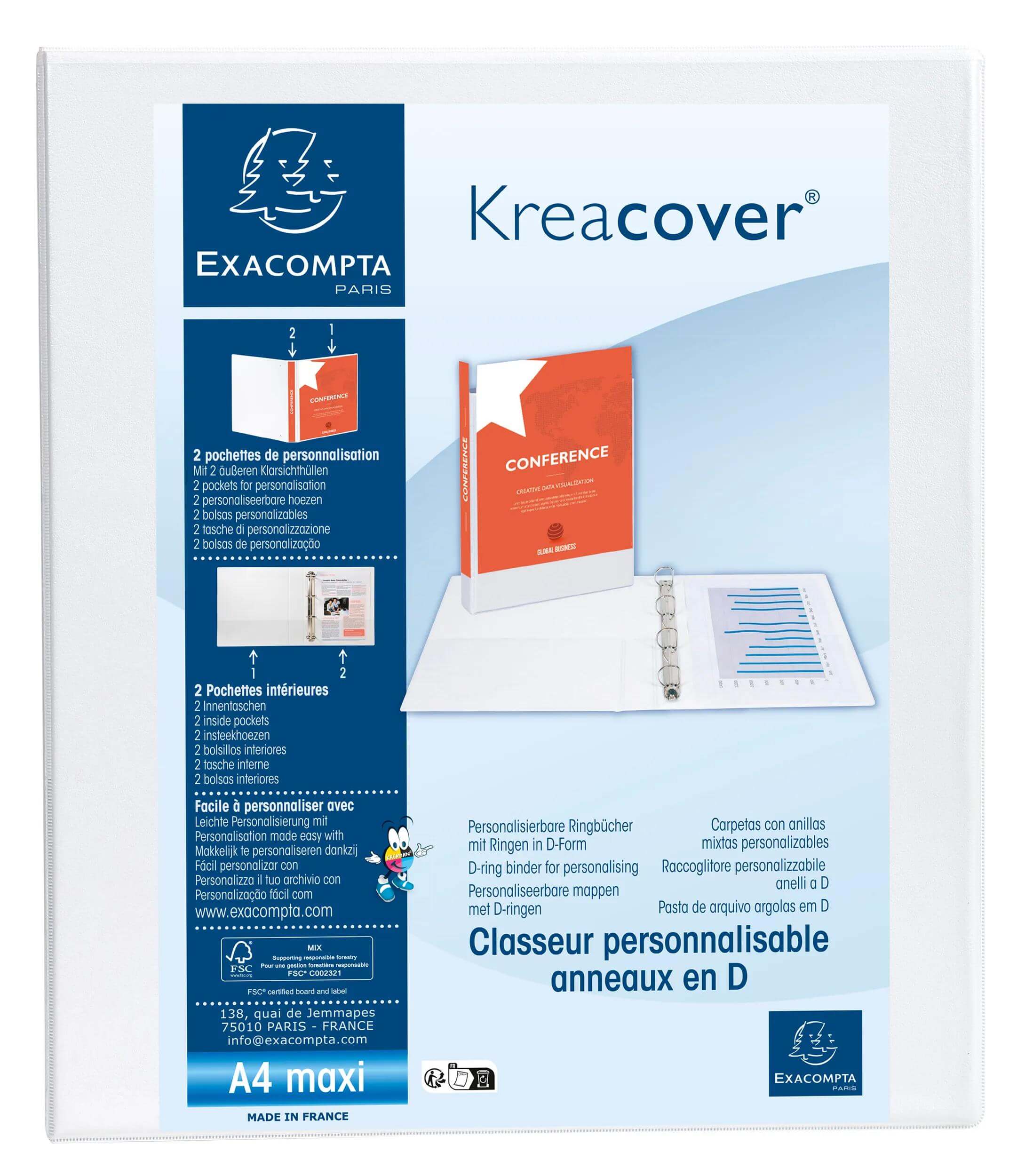 Mapa PP A4 4P Exacompta Kreacover, 38/64, bela