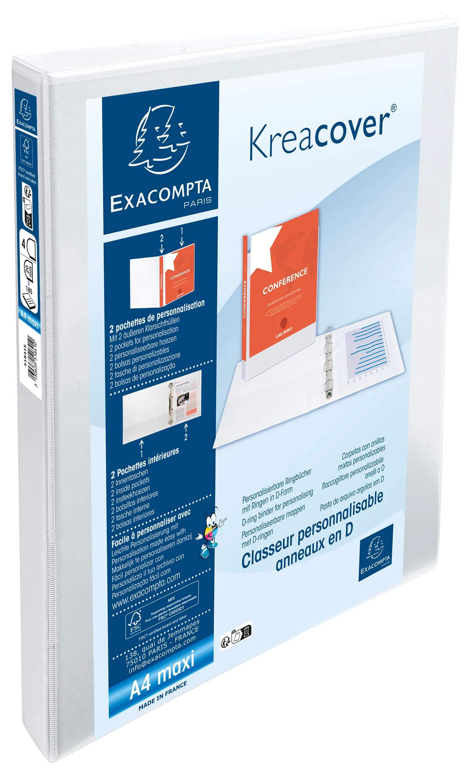 Mapa PP A4 4P Exacompta Kreacover, 38/64, bela