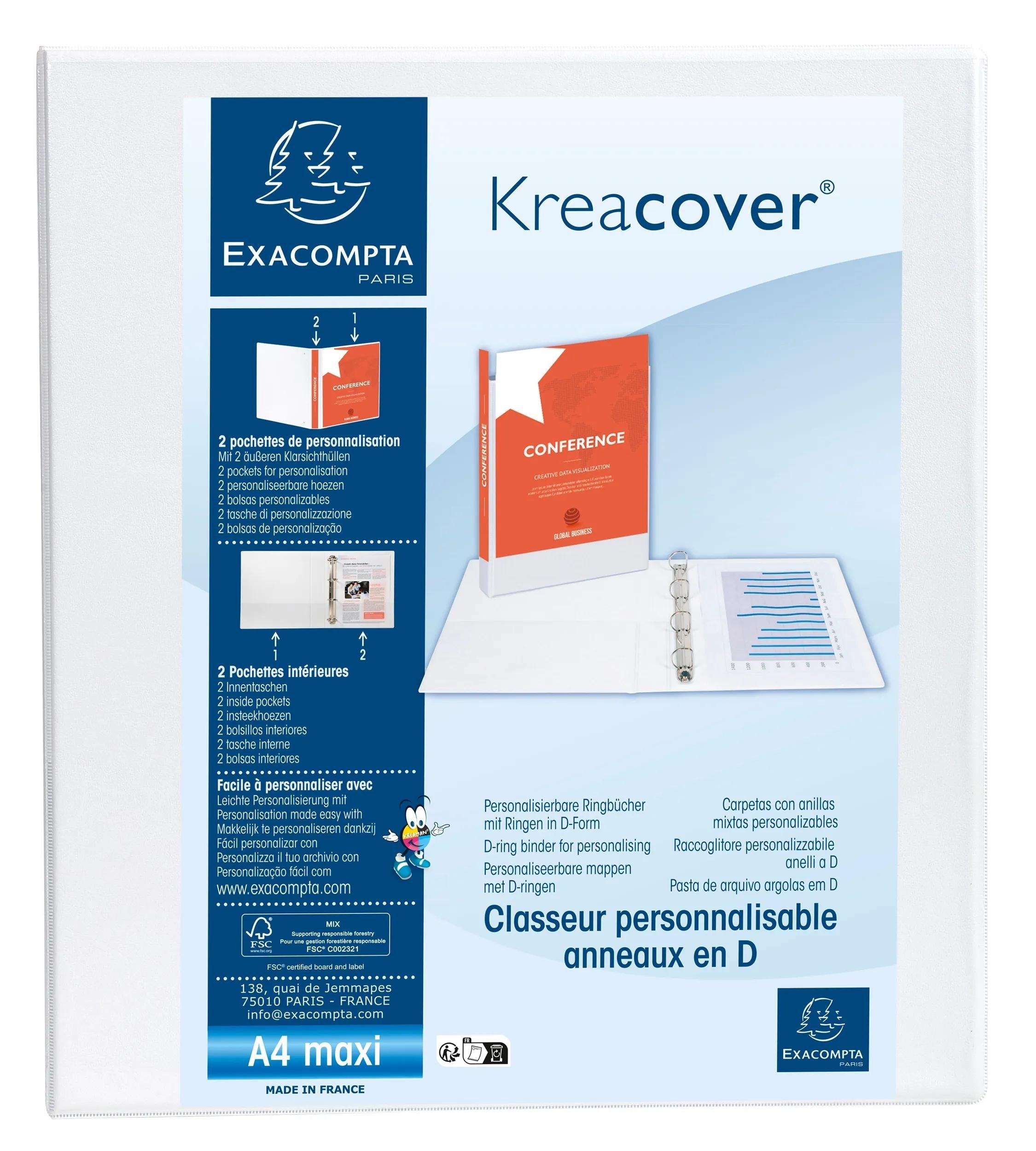 Mapa PP A4 4P Exacompta Kreacover, 38/64, bela