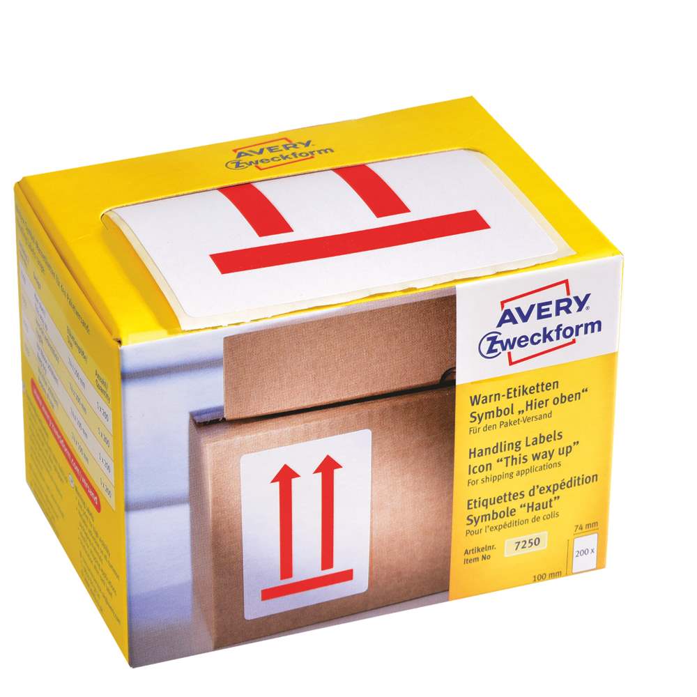 Etikete rdeče opozorilne s simboli Avery Zweckform 7250, 74 x 100 mm
