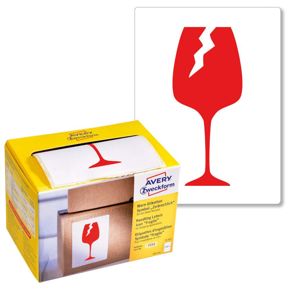 Etikete rdeče opozorilne s simboli Avery Zweckform 7251, 74 x 100 mm