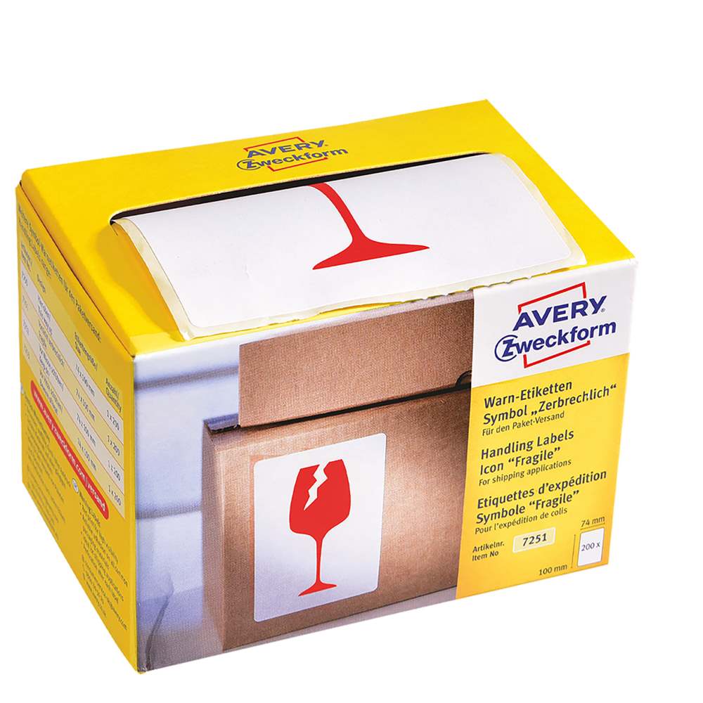 Etikete rdeče opozorilne s simboli Avery Zweckform 7251, 74 x 100 mm