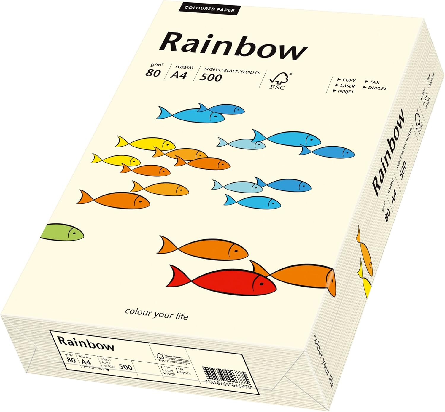 Papir Rainbow Color A3/A4, 80g, 500