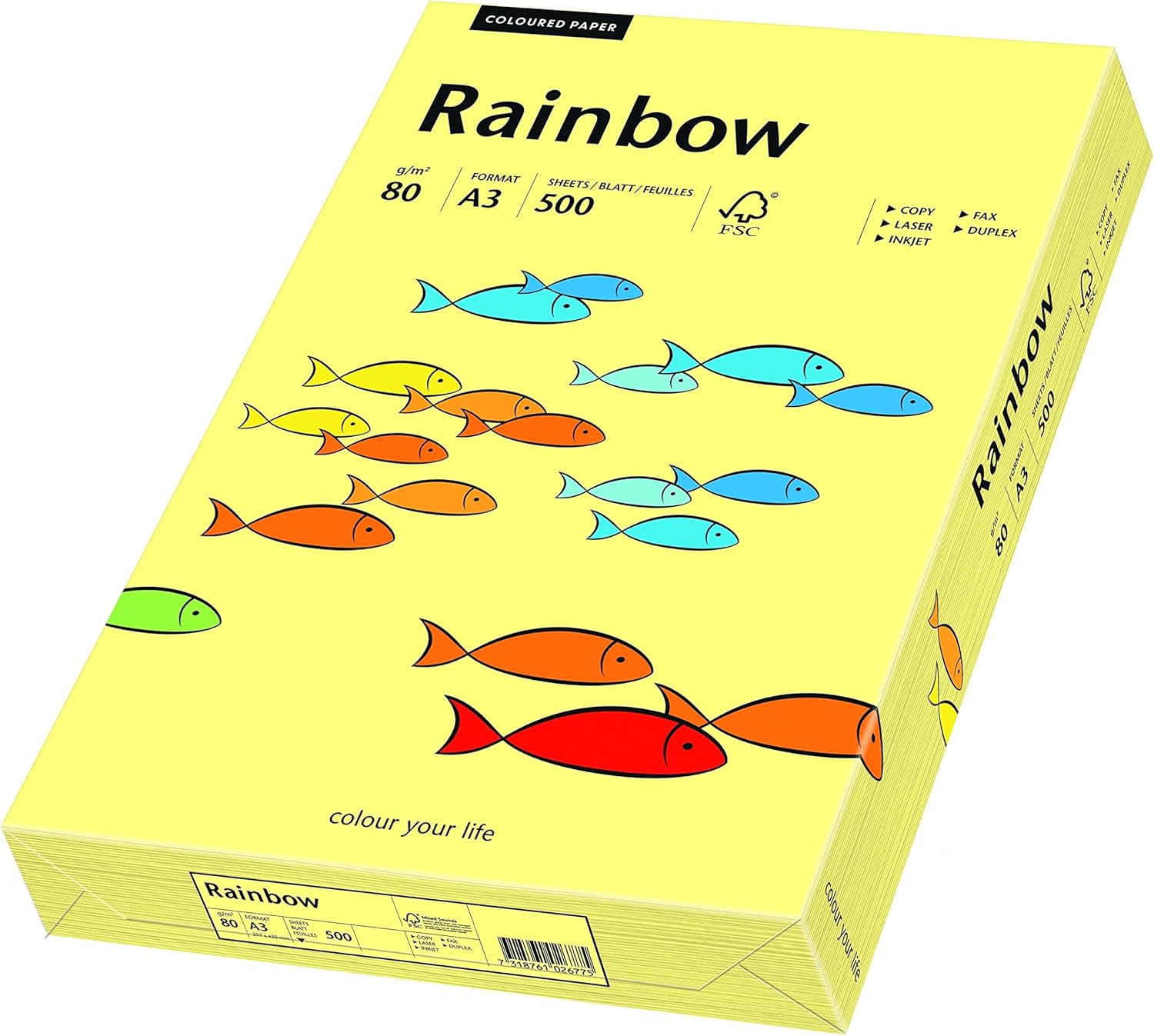 Papir Rainbow Color A3/A4, 80g, 500