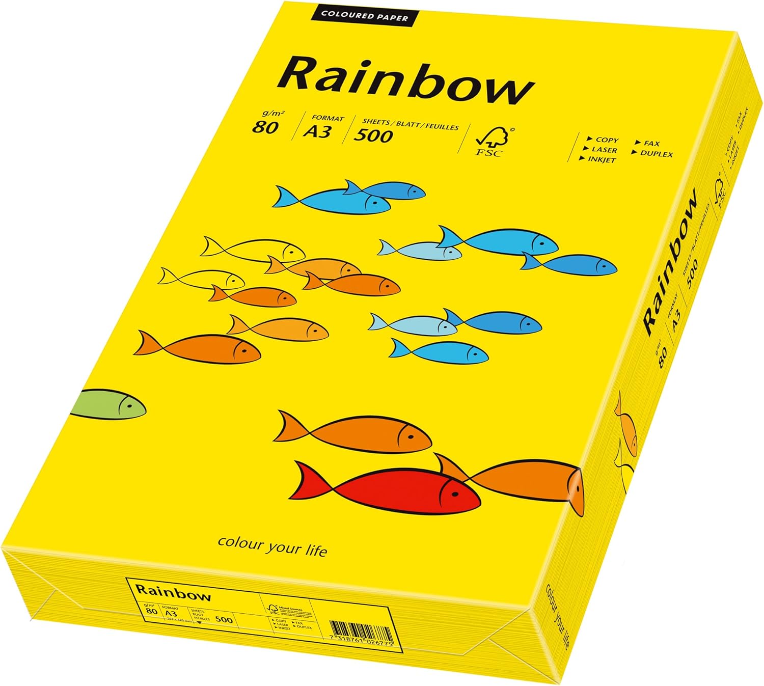 Papir Rainbow Color A3/A4, 80g, 500