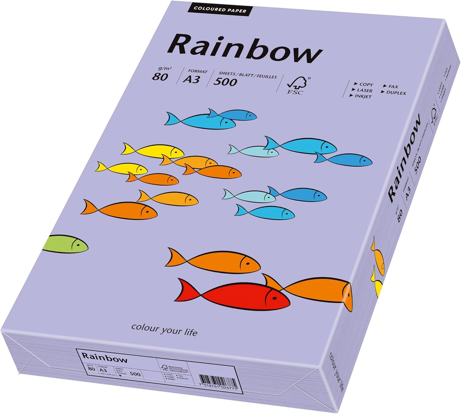 Papir Rainbow Color A3/A4, 80g, 500