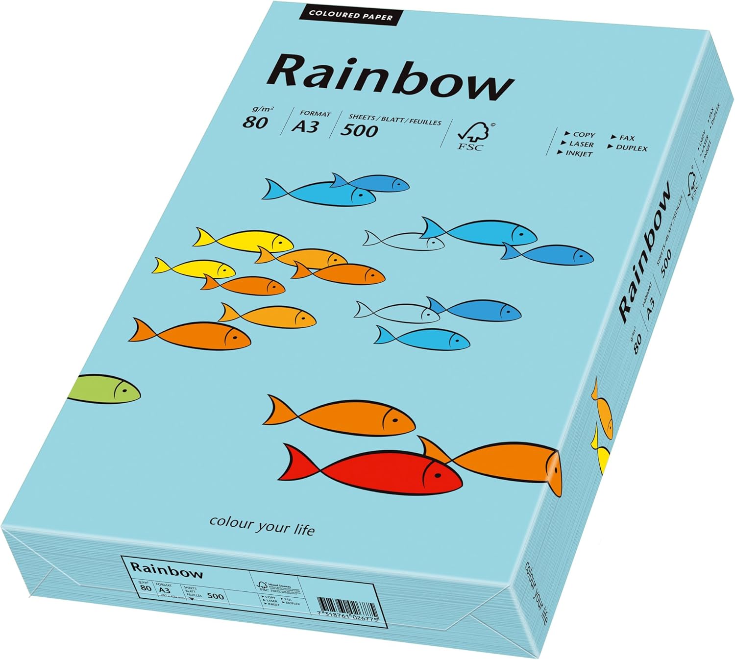 Papir Rainbow Color A3/A4, 80g, 500