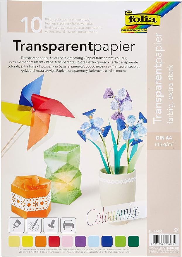 Papir transparenti Folia 87409, 115 g, barvni, 10/1