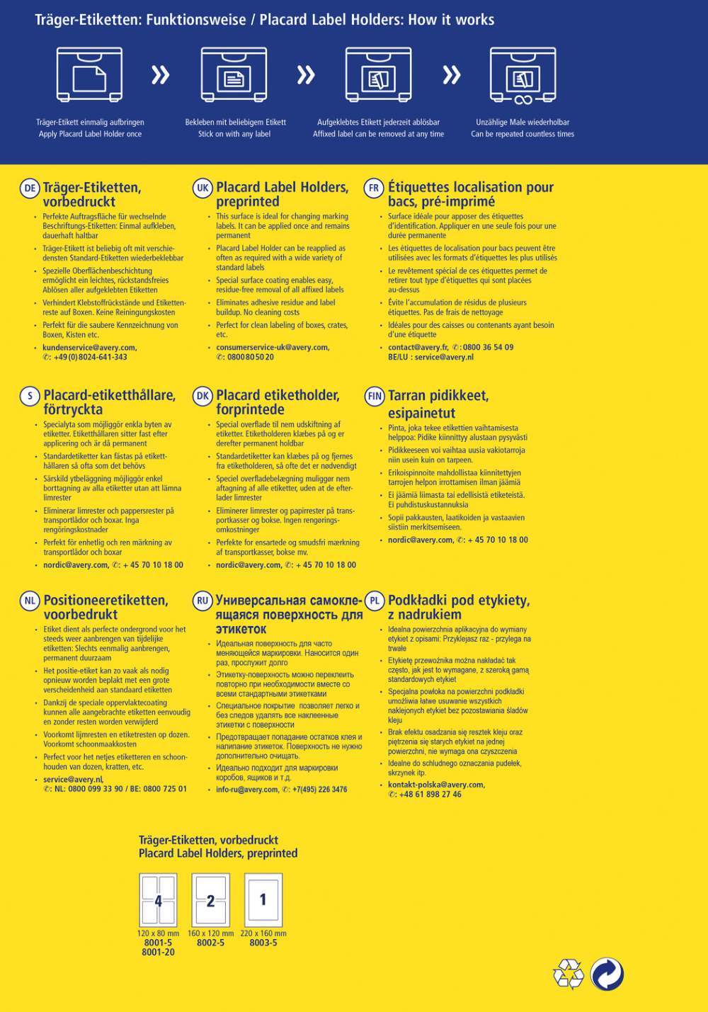 Podlage za etikete Avery Zweckform 8001-20, 120 x 80 mm