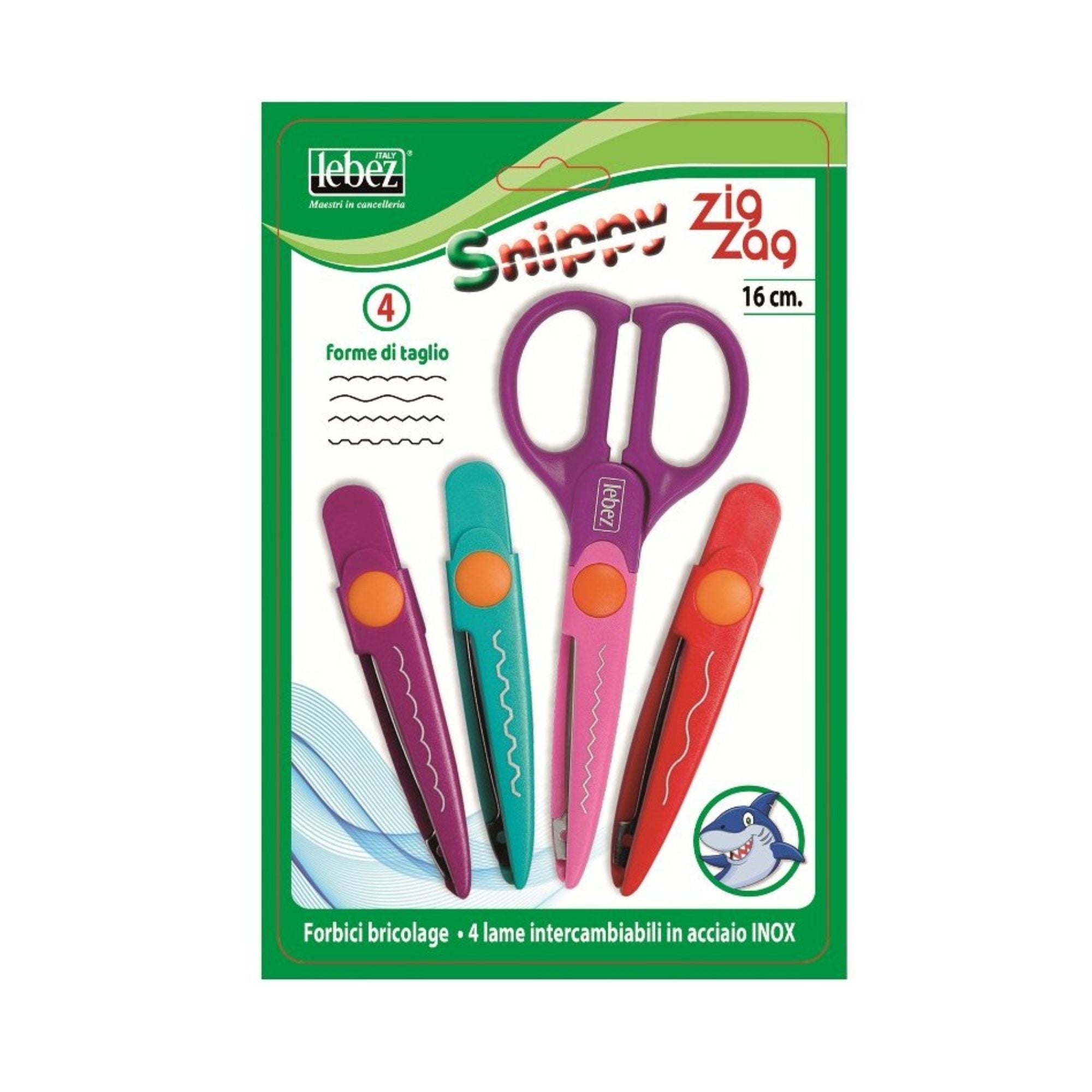 Škarje Lebez 4333, PVC ročaj, 16cm, Cik-Cak Snippy, 4 rezila