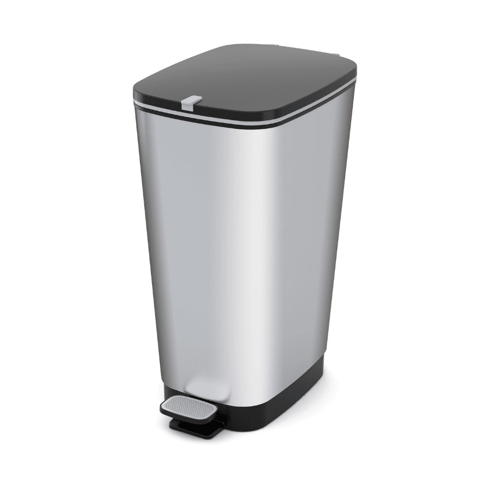 Koš za smeti Curver 237241 Chic, 50 l, s pedalom, srebrno črn