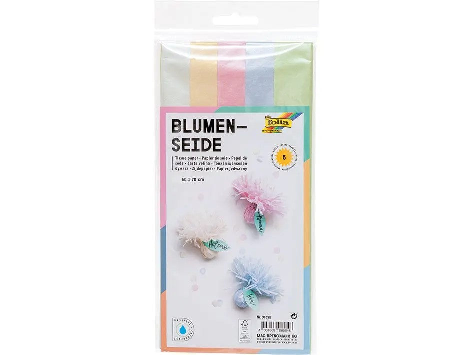 Papir svilen 91098, 20 g, sortirane pastelne barve, 5/1