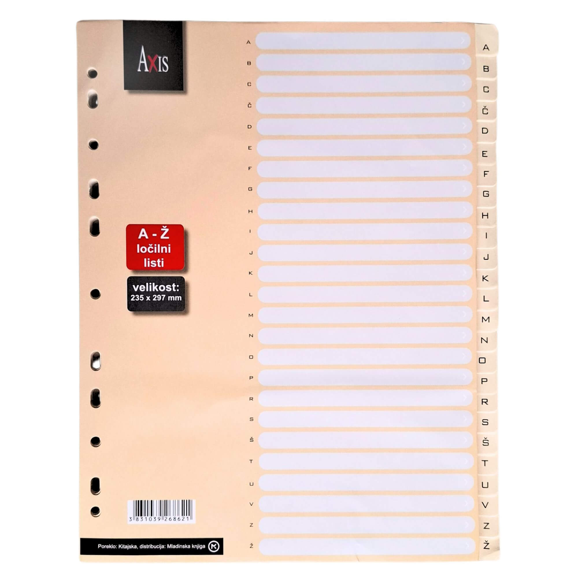 Register Axis A4, kartonski