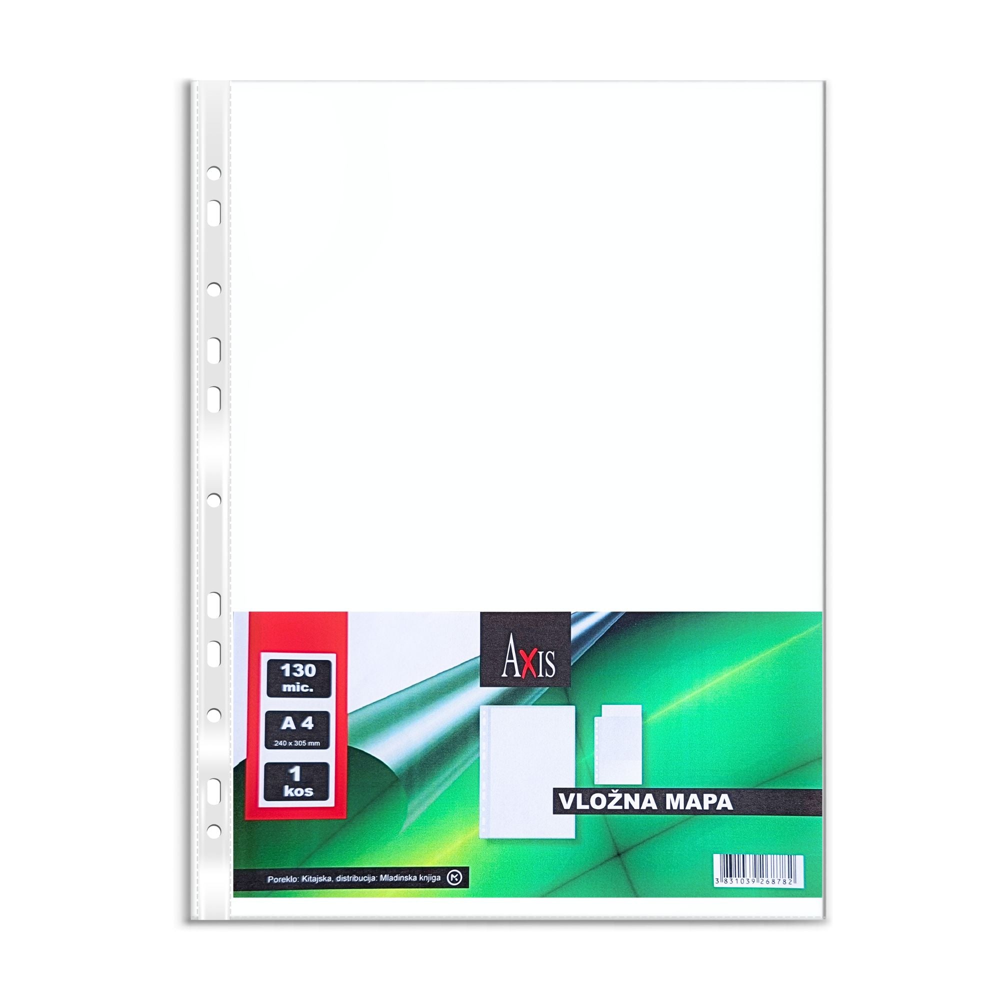 Mapa vložna PP A4 Axis 130/90 mic, sijaj, zavitek/kos