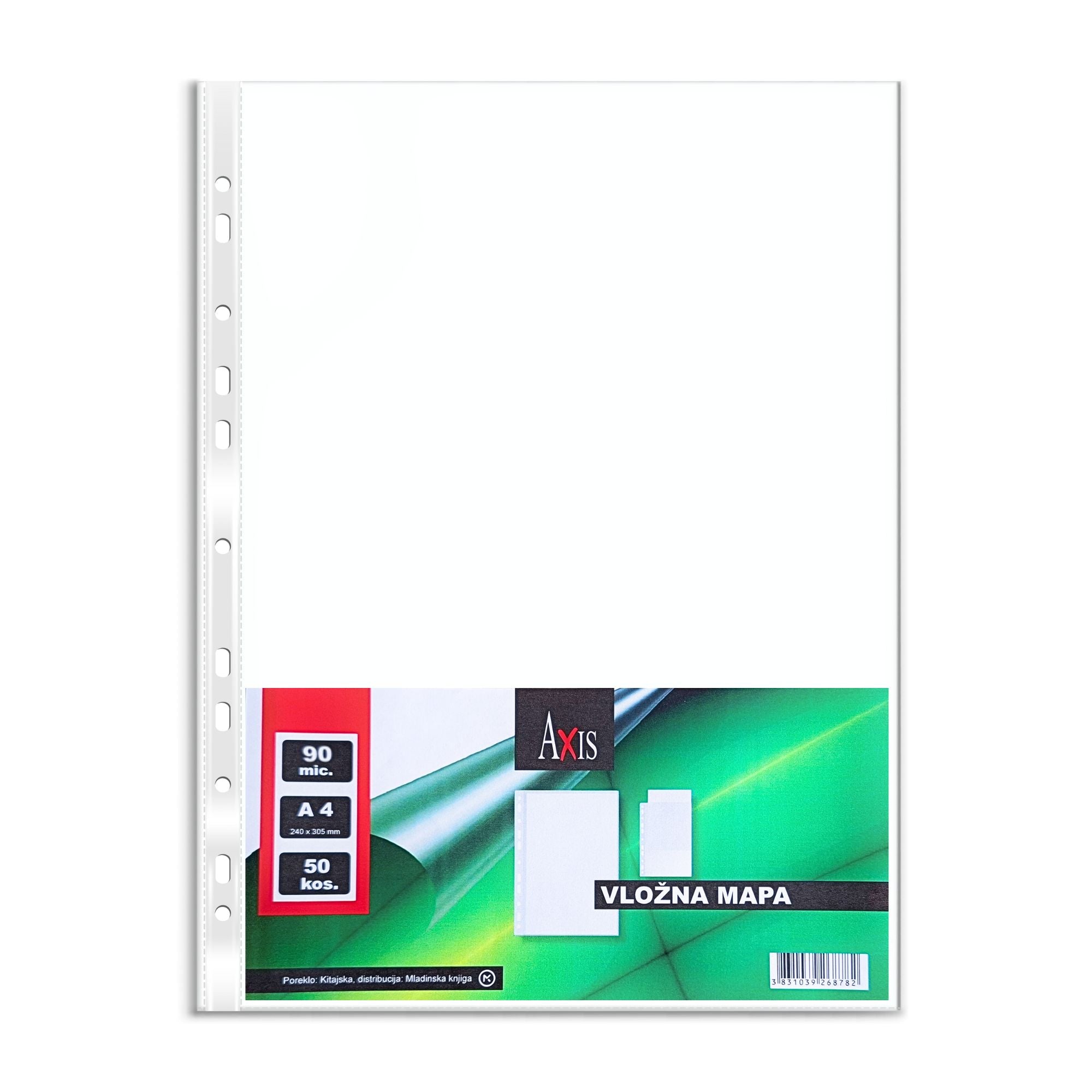 Mapa vložna PP A4 Axis 130/90 mic, sijaj, zavitek/kos