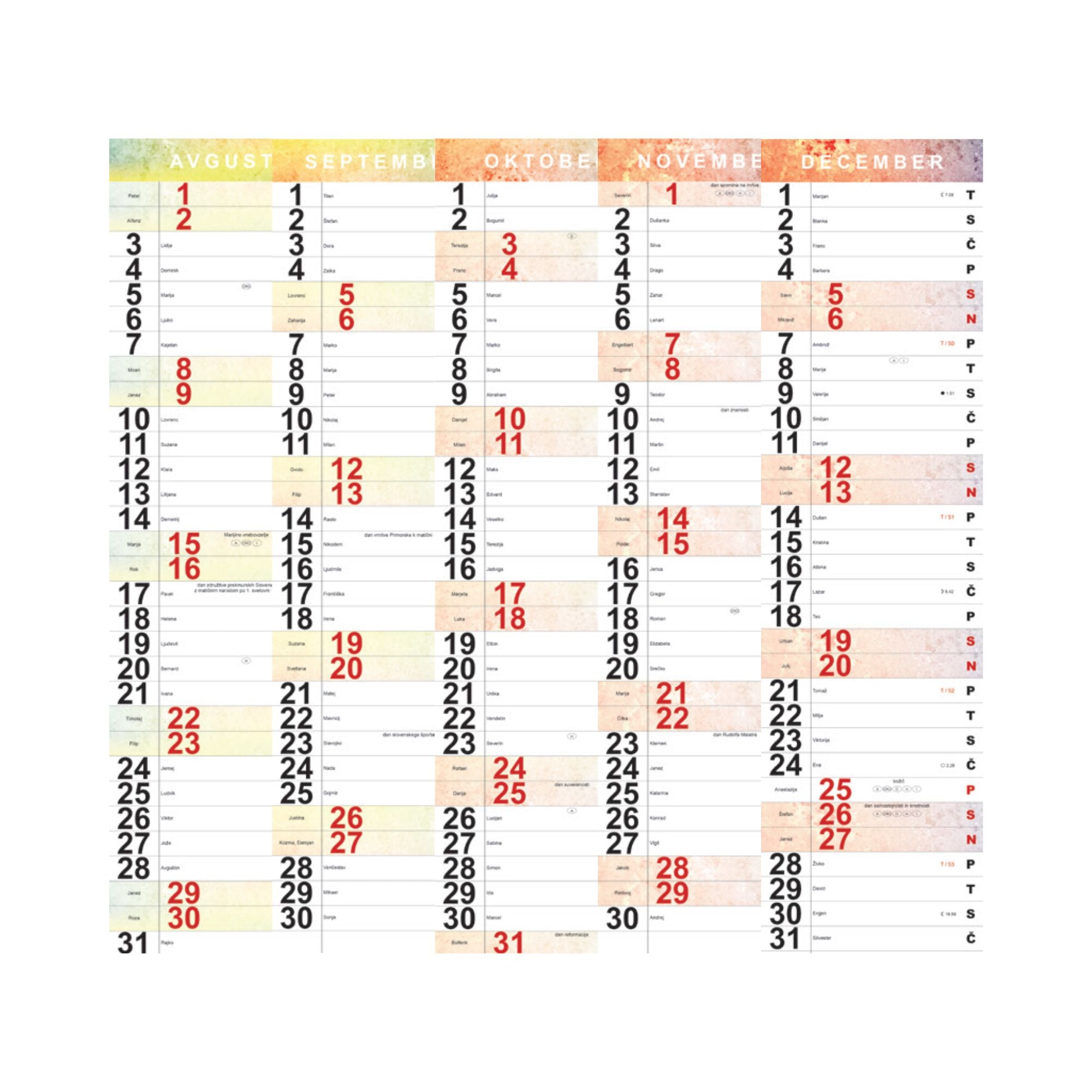 Koledar Dogodki na traku