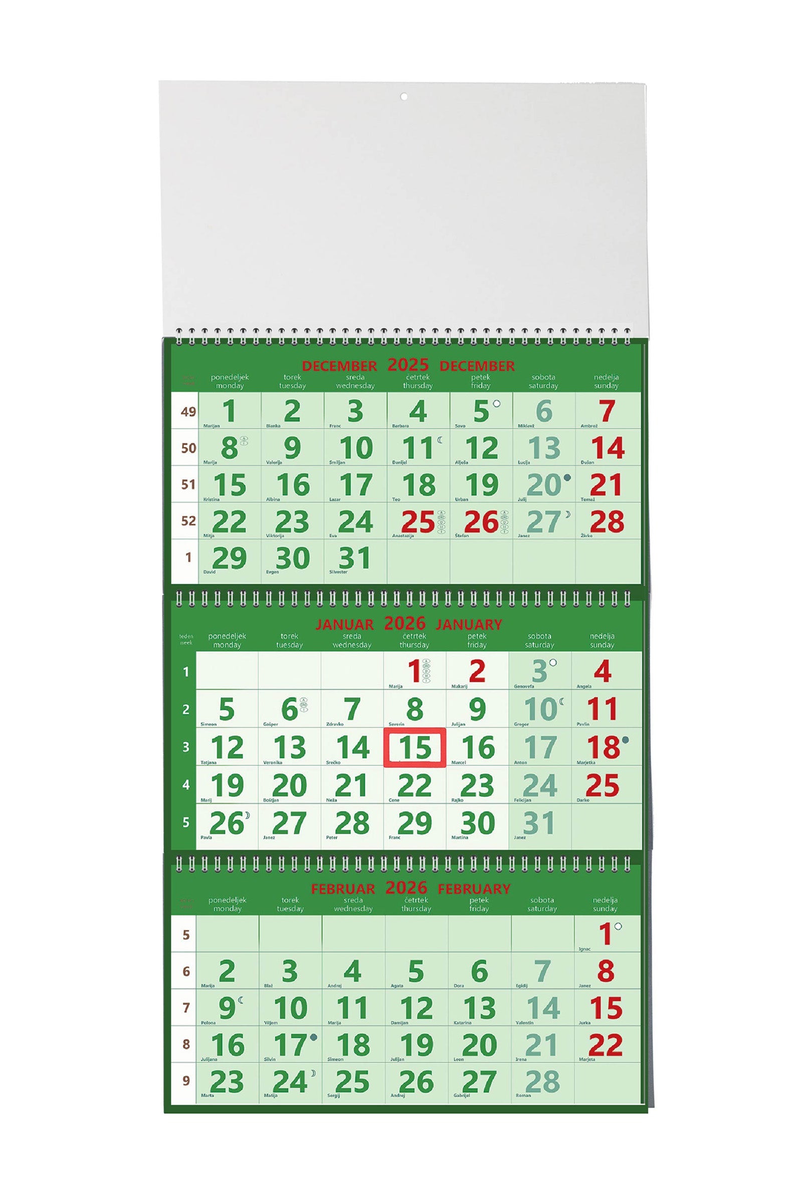 3-delni spiralni koledar