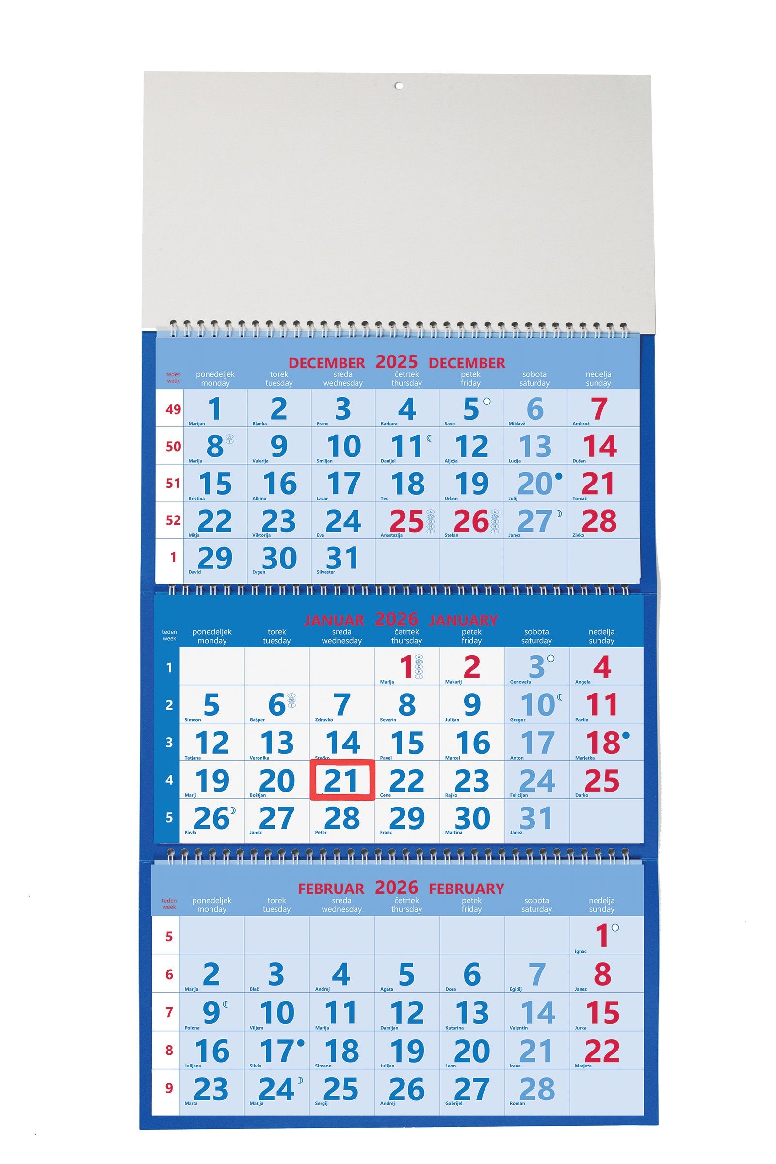 3-delni spiralni koledar