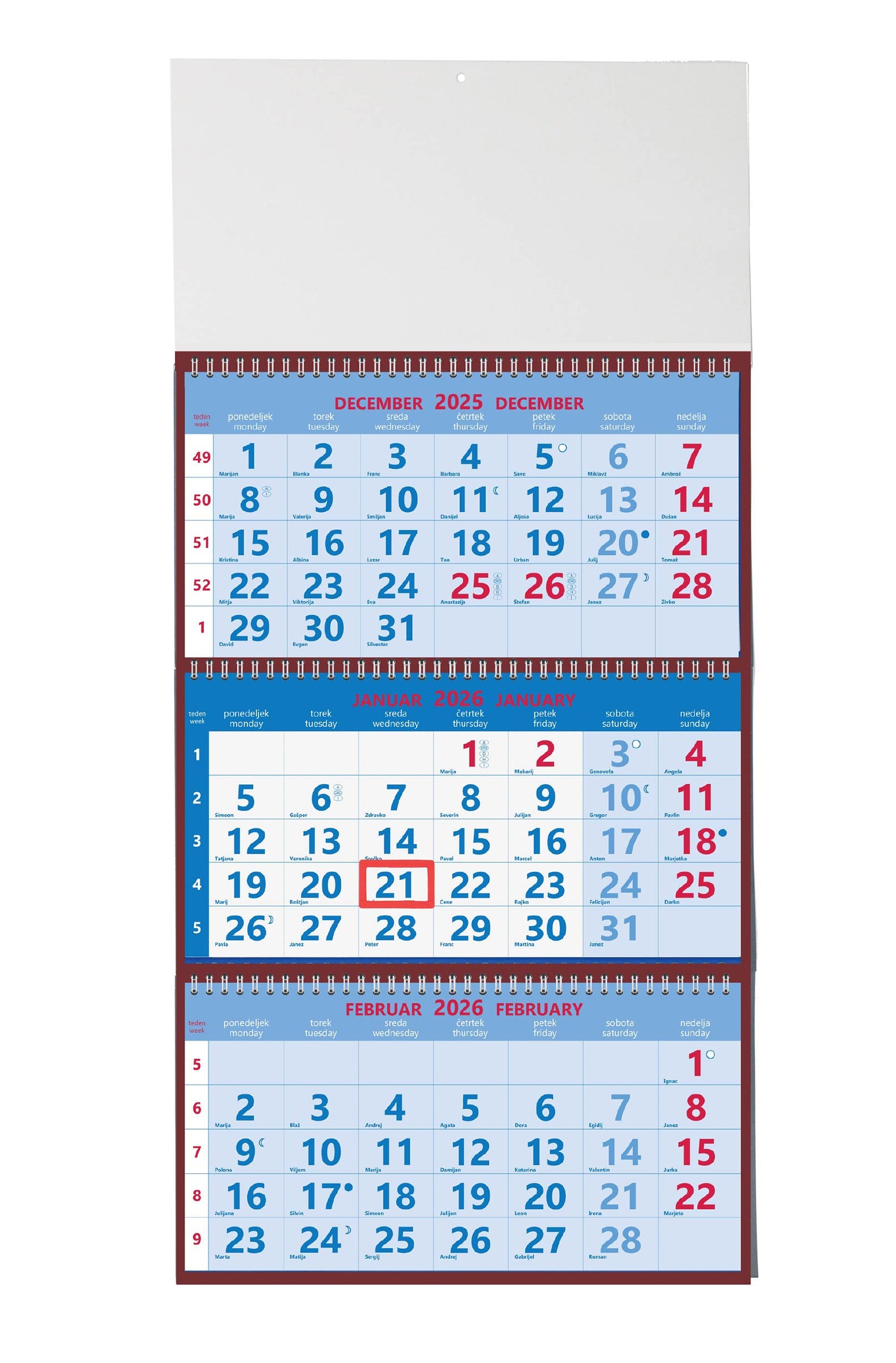 3-delni spiralni koledar