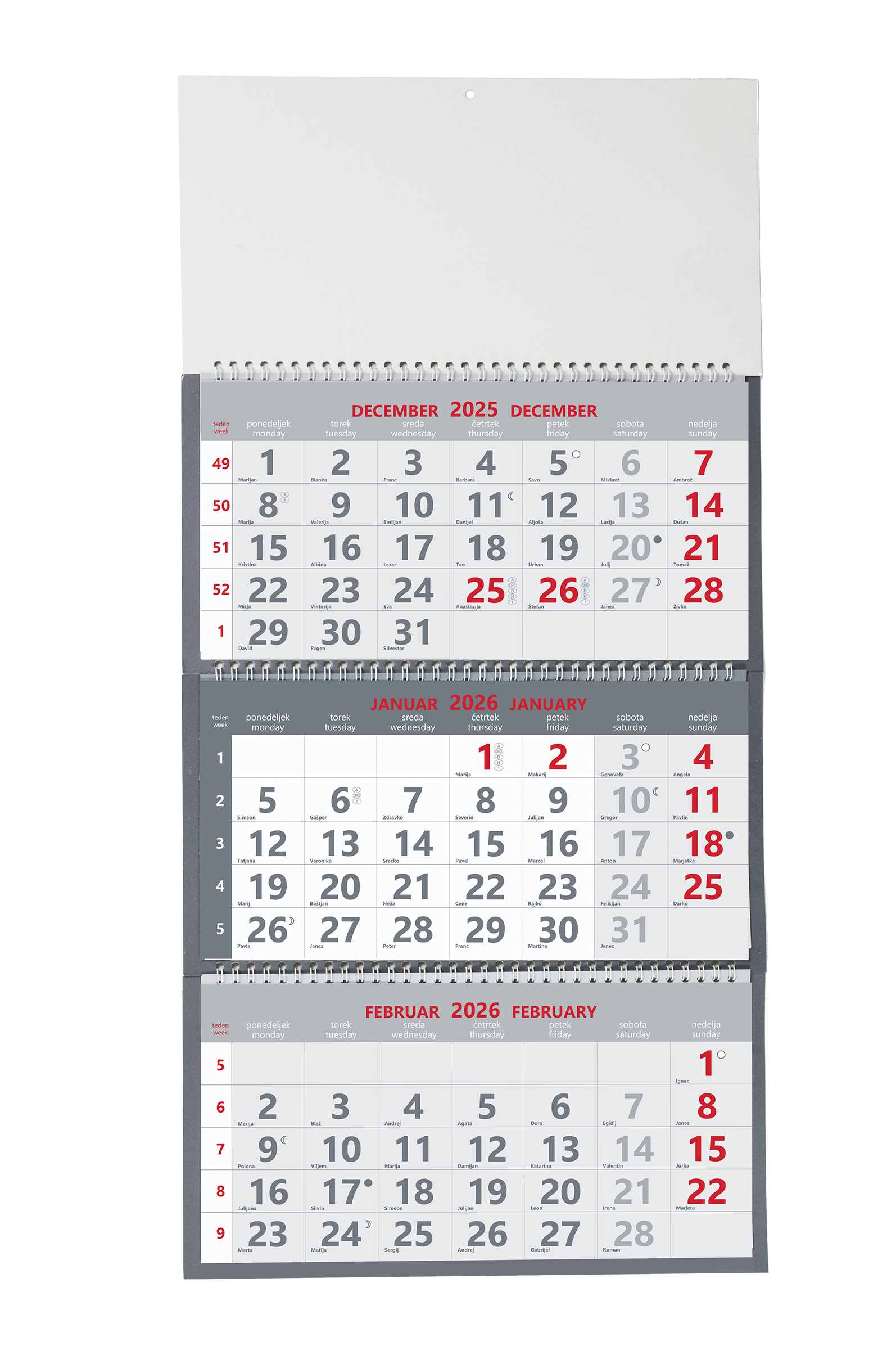 3-delni spiralni koledar