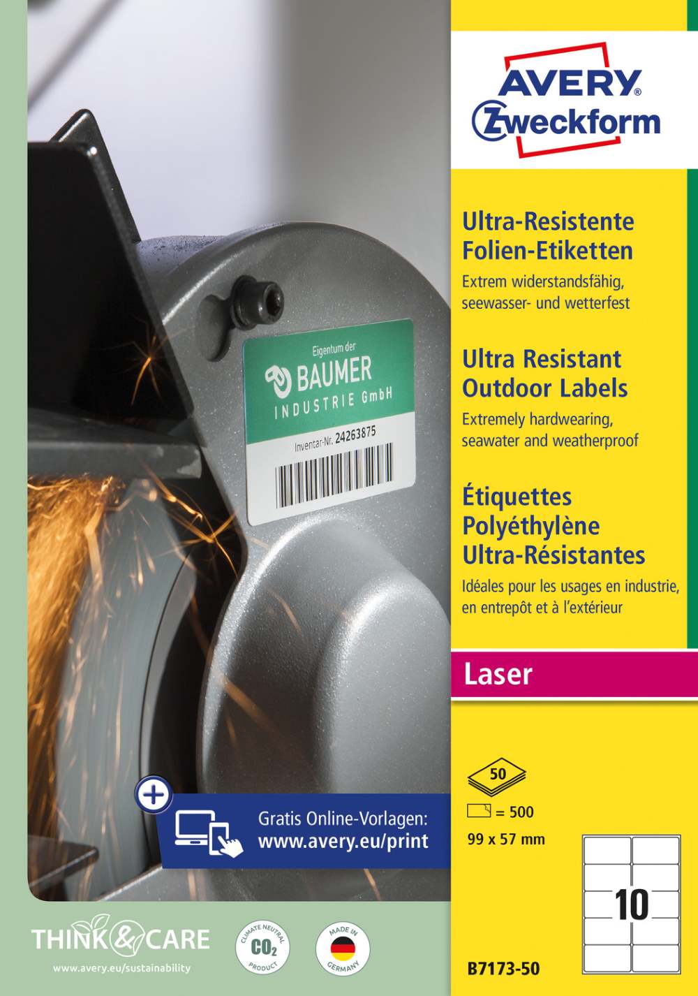 Etikete polietilenske bele izjemno odporne Avery Zweckform B7173-50, 99 x 57 mm