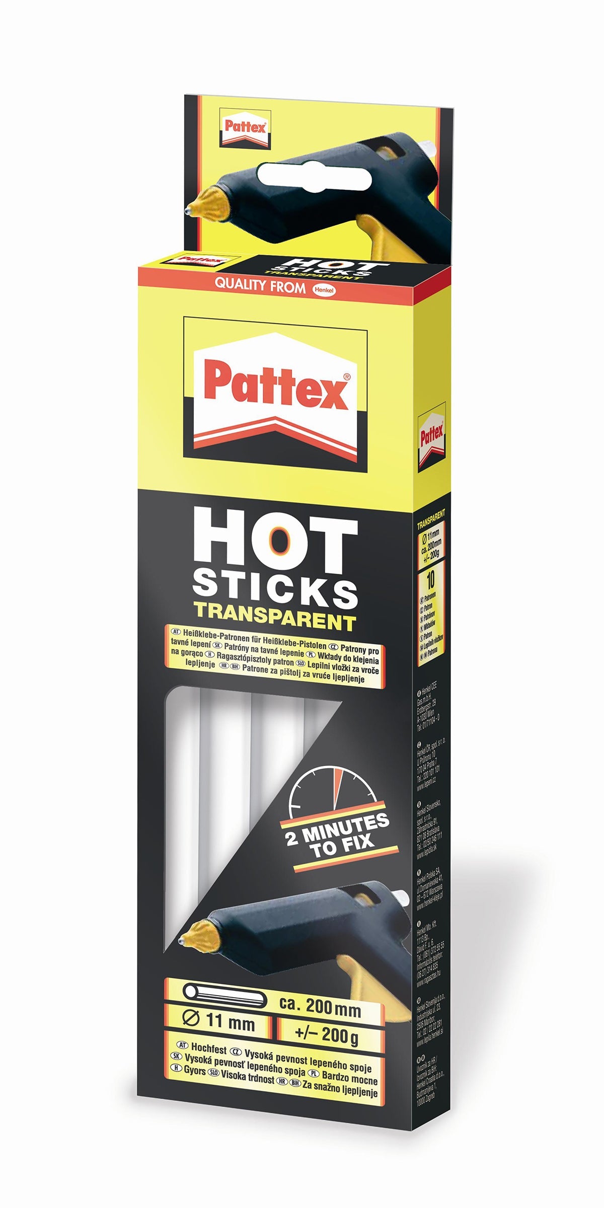 Lepilo v palčkah za vroče lepljenje s pištolo Pattex, 10 kosov
