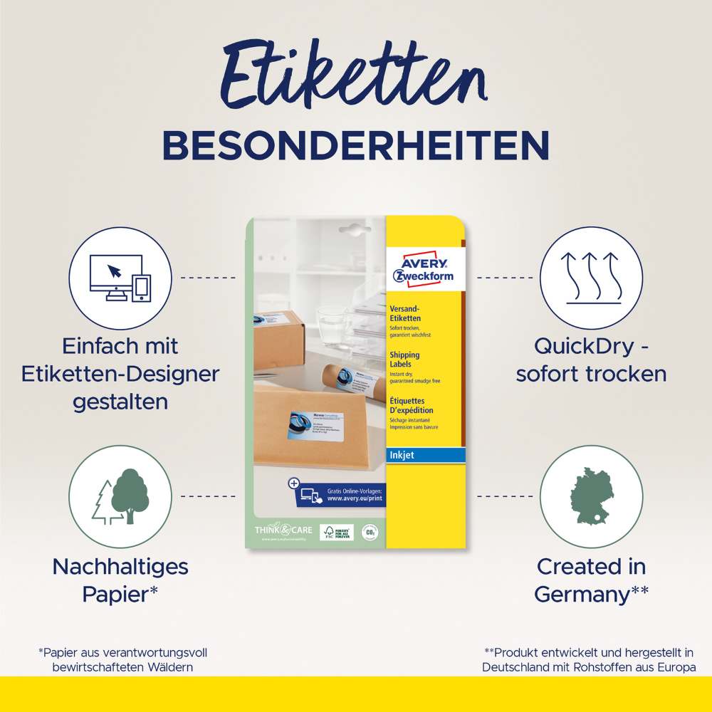 Etikete papirne bele za naslove Avery Zweckform J8165-25, 99,1 x 67,7 mm