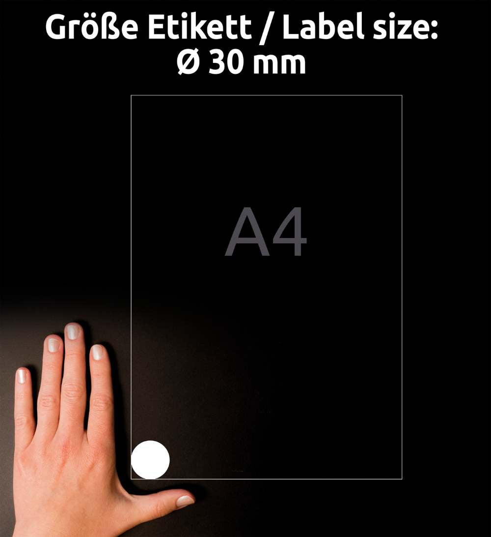 Etikete poliestrske bele zelo odporne Avery Zweckform L4716-20, trajne / odstranljive, fi 30 mm