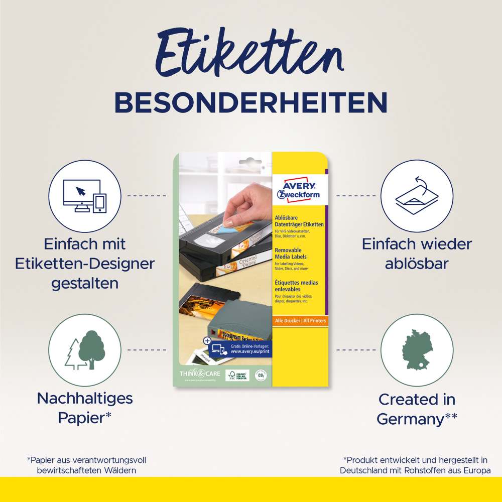 Etikete papirne bele univerzalne odstranljive Avery Zweckform L4746REV-25, 147.3 x 20 mm